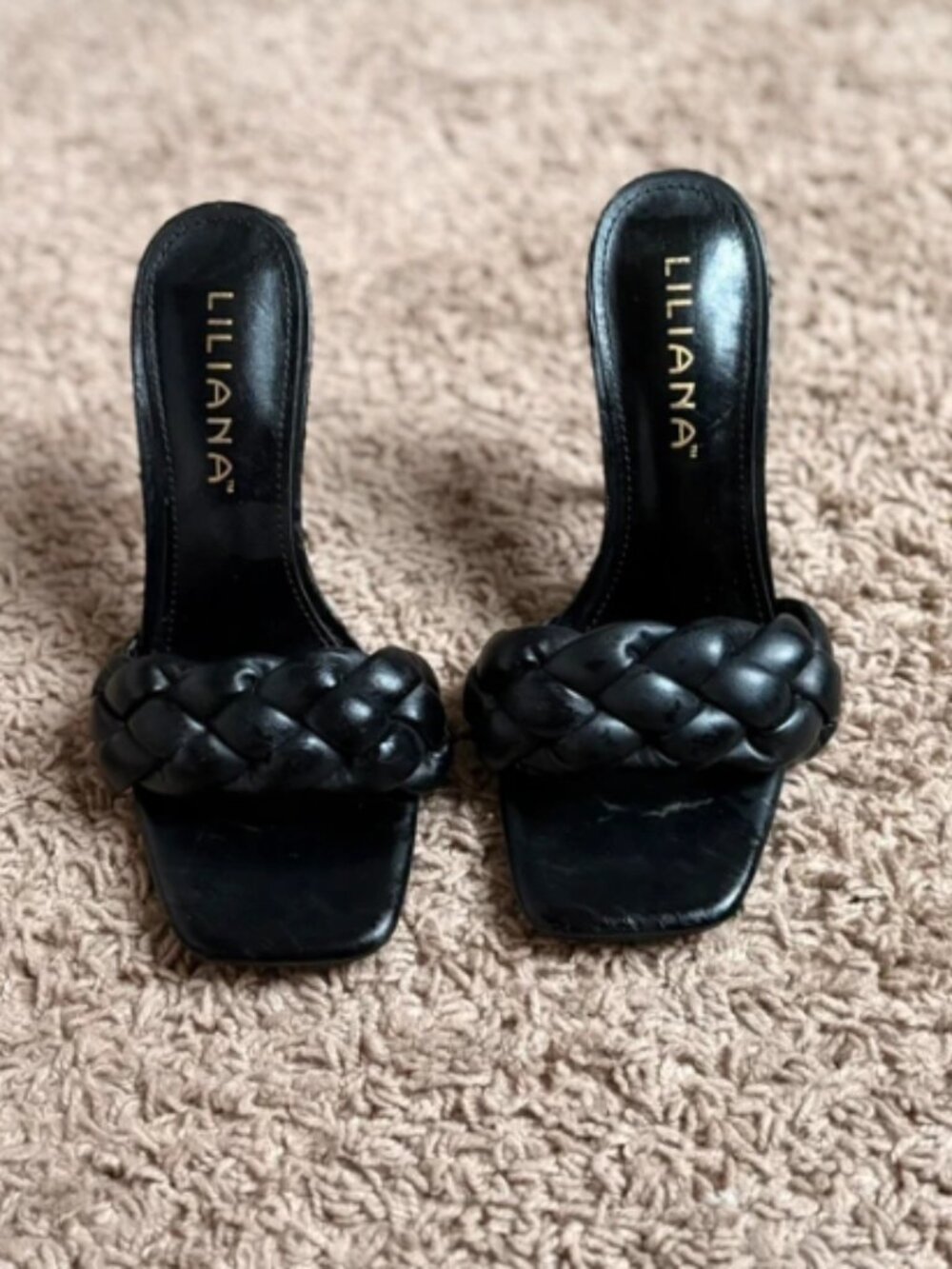 Black on strap heel